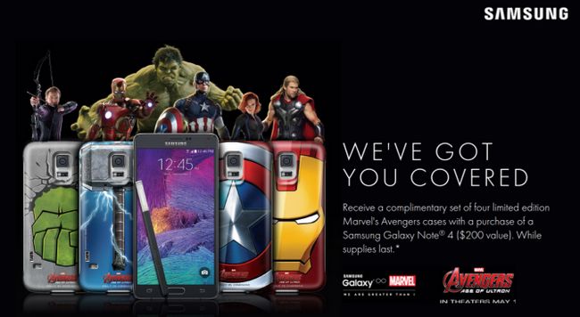 Fotografía - [États-Unis uniquement Promotion] Samsung loin de donner Set Of Avengers Coques 4 Limited Edition Marvel Avec la note 4 Achat